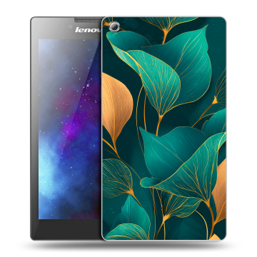 Силиконовый чехол на планшета Lenovo Tab 3 8 с принтом Листья и золото