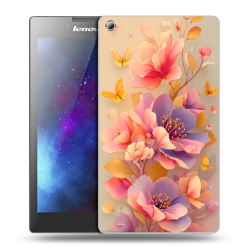 Силиконовый чехол на Lenovo Tab 3 8 с принтом Цветы и бабочки