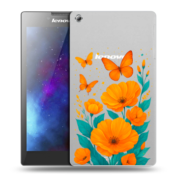 Силиконовый чехол на Lenovo Tab 3 8 с принтом цветы бабочки