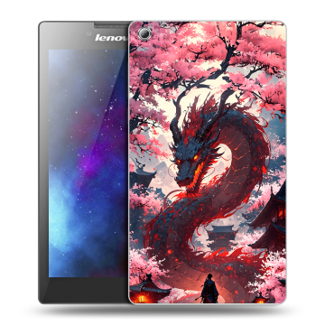 Силиконовый чехол на Lenovo Tab 3 8 с принтом Дракон Японский Силиконовый чехол на Lenovo Tab 3 8 с принтом Дракон Японский