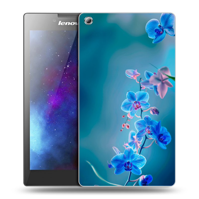 Силиконовый чехол на Lenovo Tab 3 8 с принтом Голубые цветы Силиконовый чехол на Lenovo Tab 3 8 с принтом Голубые цветы