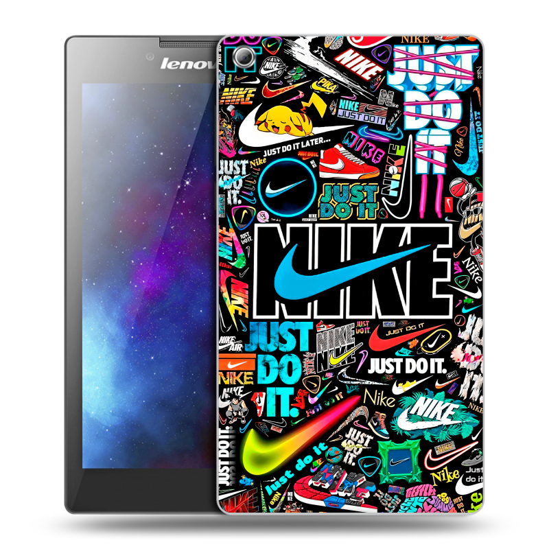 Силиконовый чехол на Lenovo Tab 3 8 с принтом найк nike черный Силиконовый чехол на Lenovo Tab 3 8 с принтом найк nike черный