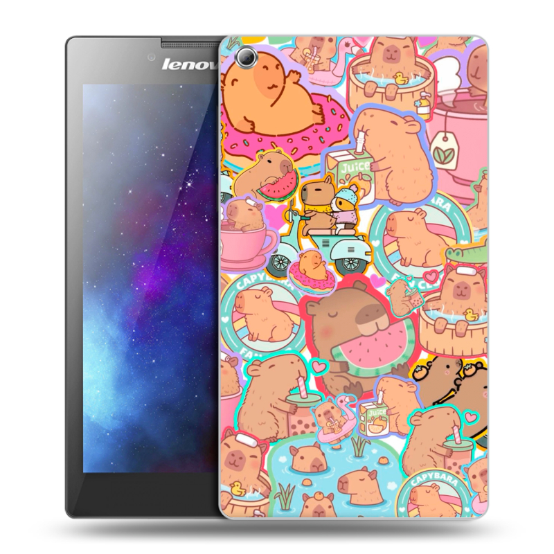 Силиконовый чехол на Lenovo Tab 3 8 с принтом капибары Силиконовый чехол на Lenovo Tab 3 8 с принтом капибары