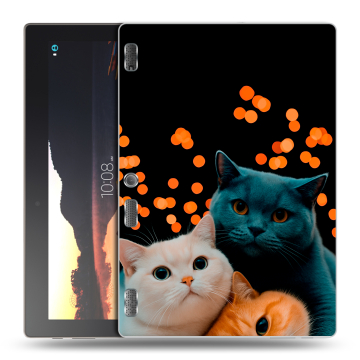 Силиконовый чехол на планшета Lenovo Tab 3 10 с принтом Кошки