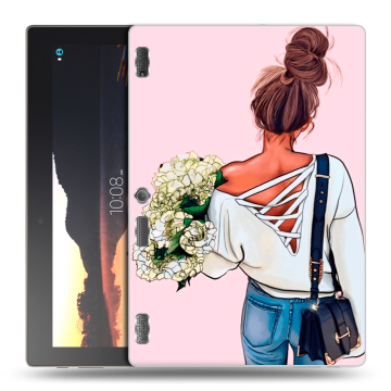 Силиконовый чехол на планшета Lenovo Tab 3 10 с принтом Девушка и букет Силиконовый чехол на планшета Lenovo Tab 3 10 с принтом Девушка и букет