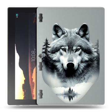 Силиконовый чехол на Lenovo Tab 3 10 с принтом Волк в лесу