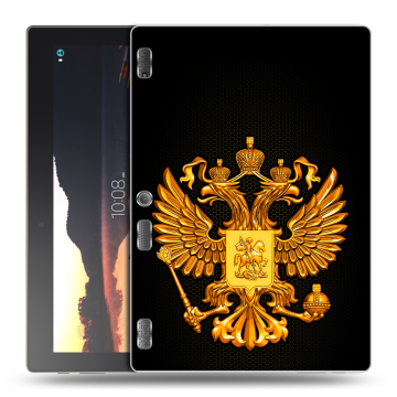 Силиконовый чехол на Lenovo Tab 3 10 с принтом Герб России желтый