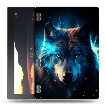 Силиконовый чехол на Lenovo Tab 3 10 с принтом Волк ночной