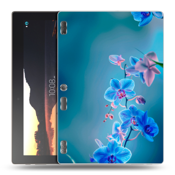 Силиконовый чехол на Lenovo Tab 3 10 с принтом Голубые цветы