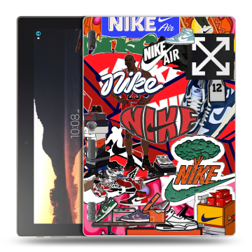 Силиконовый чехол на Lenovo Tab 3 10 с принтом Найк Nike яркий