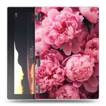 Силиконовый чехол на Lenovo Tab 3 10 с принтом цветы пионы