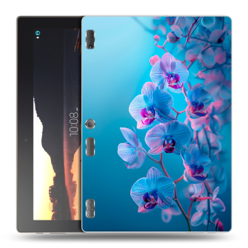 Силиконовый чехол на Lenovo Tab 3 10 с принтом голубые орхидеи