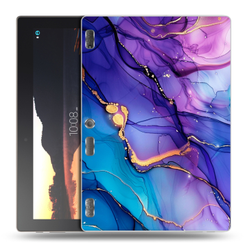 Силиконовый чехол на Lenovo Tab 3 10 с принтом синий мрамор