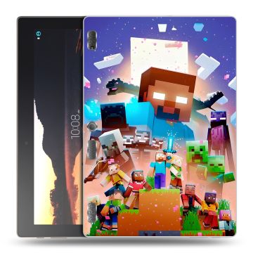 Силиконовый чехол на Lenovo Tab 3 10 с принтом Майнкрафт Minecraft