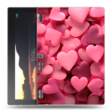 Силиконовый чехол на Lenovo Tab 3 10 с принтом розовые сердечки