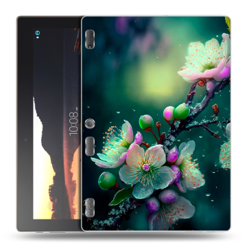 Силиконовый чехол на Lenovo Tab 3 10 с принтом Цветы и мрамор