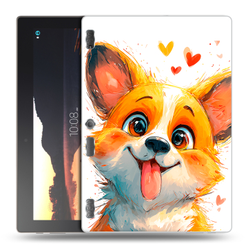 Силиконовый чехол на Lenovo Tab 3 10 с принтом корги