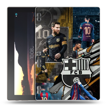 Силиконовый чехол на Lenovo Tab 3 10 с принтом Messi Barcelona