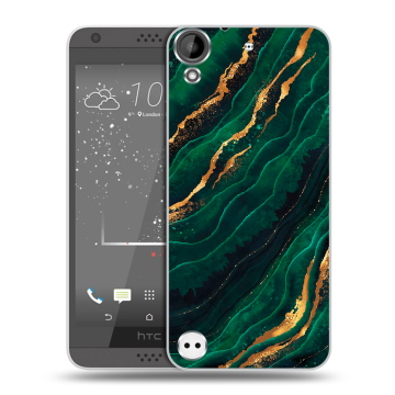 Пластиковый чехол на HTC Desire 530 с принтом Мрамор зеленое золото