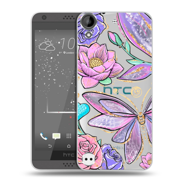 Пластиковый чехол на HTC Desire 530 с принтом Бабочки и цветы Пластиковый чехол на HTC Desire 530 с принтом Бабочки и цветы