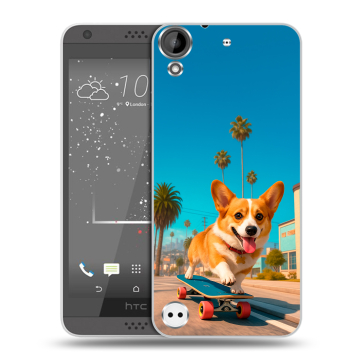 Пластиковый чехол на HTC Desire 530 с принтом Корги на скейте Пластиковый чехол на HTC Desire 530 с принтом Корги на скейте