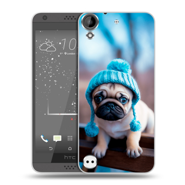 Пластиковый чехол на HTC Desire 530 с принтом Мопс в шапке Пластиковый чехол на HTC Desire 530 с принтом Мопс в шапке