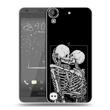 Пластиковый чехол на HTC Desire 530 с принтом Поцелуй скелетов Пластиковый чехол на HTC Desire 530 с принтом Поцелуй скелетов