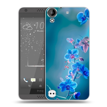 Пластиковый чехол на HTC Desire 530 с принтом Голубые цветы Пластиковый чехол на HTC Desire 530 с принтом Голубые цветы
