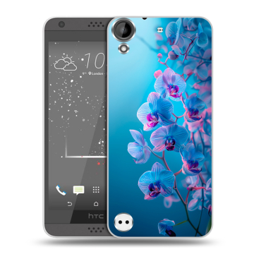 Пластиковый чехол на HTC Desire 530 с принтом голубые орхидеи Пластиковый чехол на HTC Desire 530 с принтом голубые орхидеи