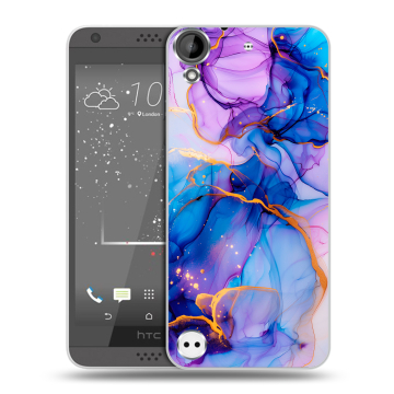 Пластиковый чехол на HTC Desire 530 с принтом синий мрамор Пластиковый чехол на HTC Desire 530 с принтом синий мрамор