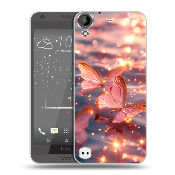 Пластиковый чехол на HTC Desire 530 с принтом бабочки розовые