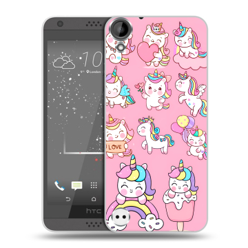 Пластиковый чехол на HTC Desire 530 с принтом Единороги и радуга Пластиковый чехол на HTC Desire 530 с принтом Единороги и радуга