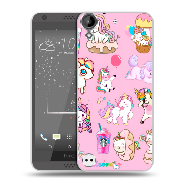 Пластиковый чехол на HTC Desire 530 с принтом розовые единороги Пластиковый чехол на HTC Desire 530 с принтом розовые единороги