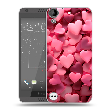 Пластиковый чехол на HTC Desire 530 с принтом розовые сердечки Пластиковый чехол на HTC Desire 530 с принтом розовые сердечки