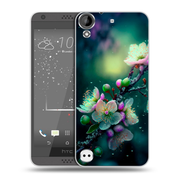 Пластиковый чехол на HTC Desire 530 с принтом Цветы и мрамор Пластиковый чехол на HTC Desire 530 с принтом Цветы и мрамор