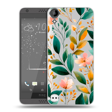 Пластиковый чехол на HTC Desire 530 с принтом Цветы паттерн Пластиковый чехол на HTC Desire 530 с принтом Цветы паттерн