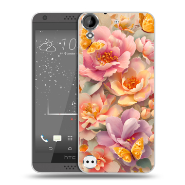Пластиковый чехол на HTC Desire 530 с принтом Цветы и бабочки Пластиковый чехол на HTC Desire 530 с принтом Цветы и бабочки
