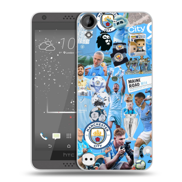 Пластиковый чехол на HTC Desire 530 с принтом Man City Манчестер Сити