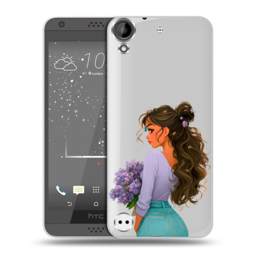Пластиковый чехол на HTC Desire 530 с принтом девушка цветы