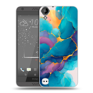 Пластиковый чехол на HTC Desire 530 с принтом Мрамор блестки
