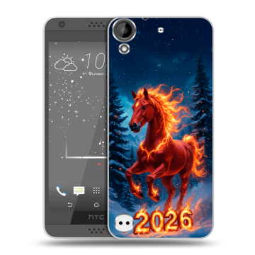 Пластиковый чехол на HTC Desire 530 с принтом Новый год коня