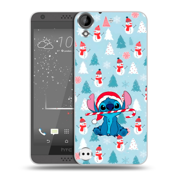 Пластиковый чехол на HTC Desire 530 с принтом Стич Новый год