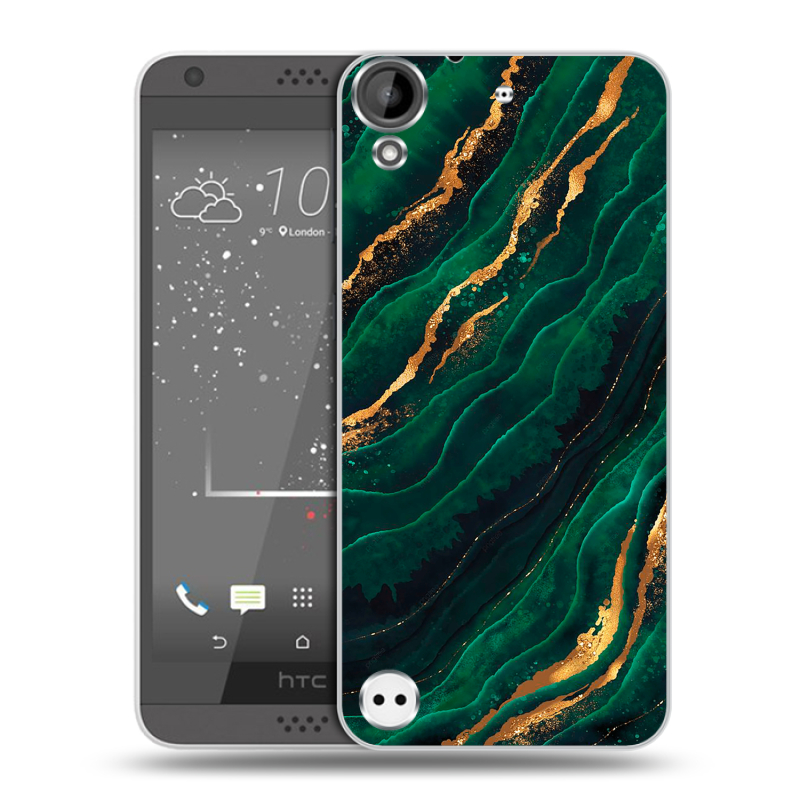 Пластиковый чехол на HTC Desire 530 с принтом Мрамор зеленое золото Пластиковый чехол на HTC Desire 530 с принтом Мрамор зеленое золото