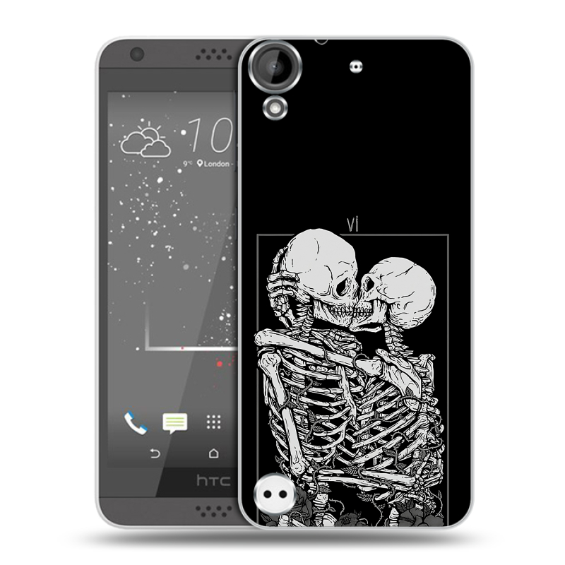 Пластиковый чехол на HTC Desire 530 с принтом Поцелуй скелетов Пластиковый чехол на HTC Desire 530 с принтом Поцелуй скелетов