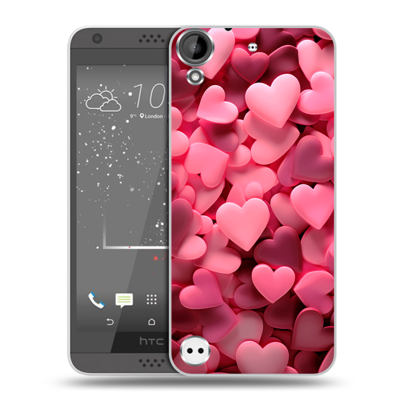 Пластиковый чехол на HTC Desire 530 с принтом розовые сердечки Пластиковый чехол на HTC Desire 530 с принтом розовые сердечки