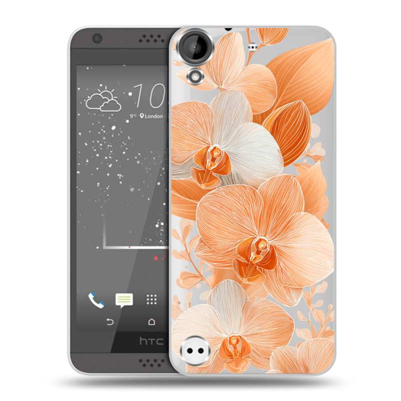 Пластиковый чехол на HTC Desire 530 с принтом Бежевые цветы Пластиковый чехол на HTC Desire 530 с принтом Бежевые цветы