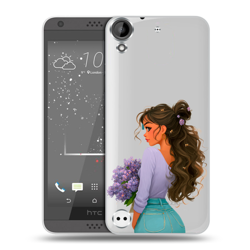 Пластиковый чехол на HTC Desire 530 с принтом девушка цветы Пластиковый чехол на HTC Desire 530 с принтом девушка цветы