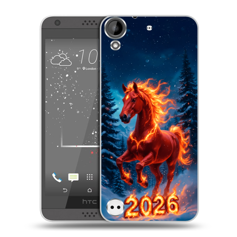 Пластиковый чехол на HTC Desire 530 с принтом Новый год коня Пластиковый чехол на HTC Desire 530 с принтом Новый год коня