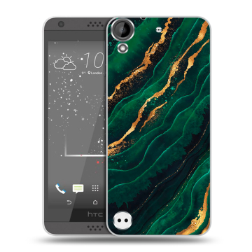 Пластиковый чехол на HTC Desire 630 с принтом Мрамор зеленое золото