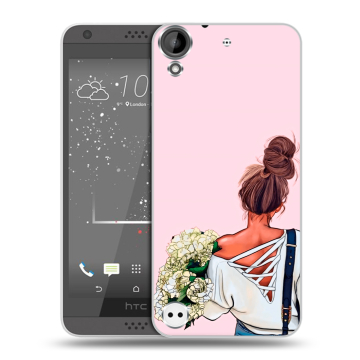 Пластиковый чехол на HTC Desire 630 с принтом Девушка и букет
